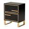 Baxton Studio Giolla Contemporary Glam and Luxe Black Finished Wood and Gold Metal 2Drawer Nightstand 221-12456-ZORO - alternate 6